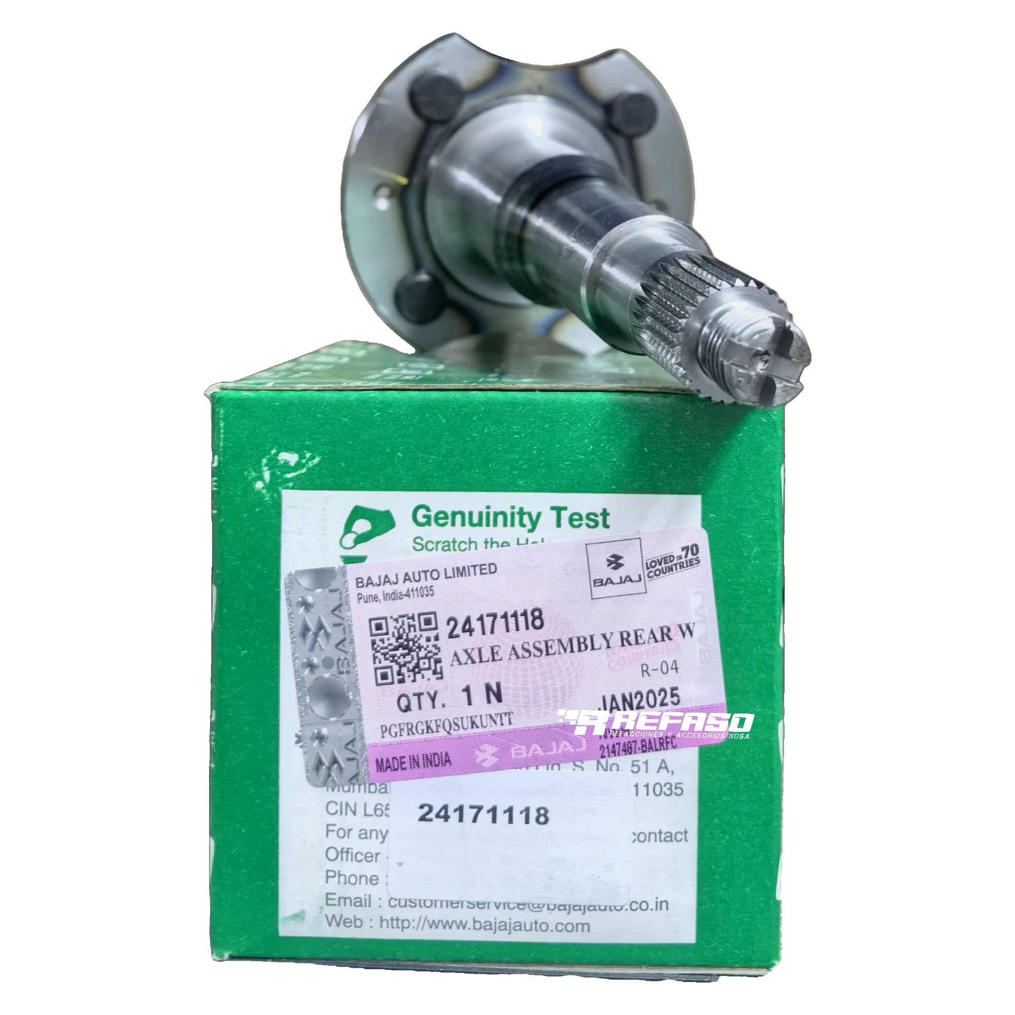 EJE RUEDA TRASERA BAJAJ RE205 - RE4S