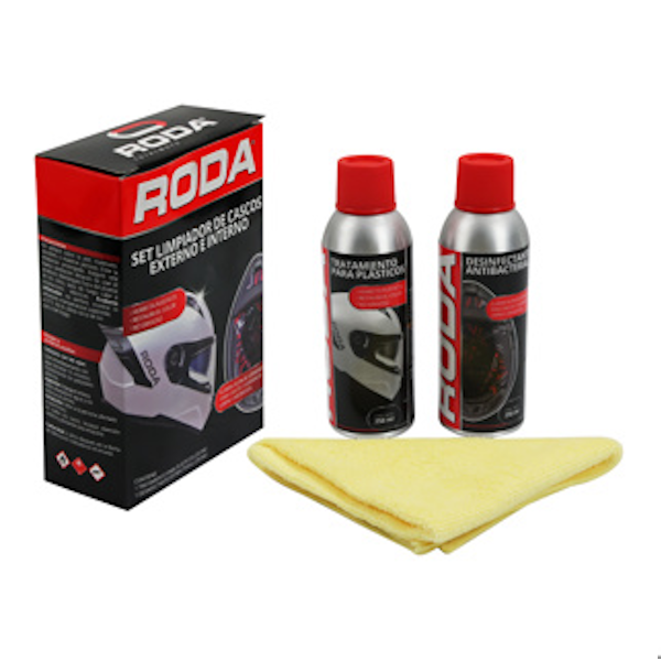 KIT DE LIMPIADOR DE CASCOS EXTERNO E INTERNO 250ML RODA