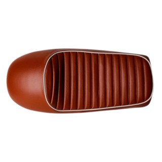 ASIENTO CAFE RACER CLASSICAL STYLE CAFE CLARO C/BORDE BLANCO IR501