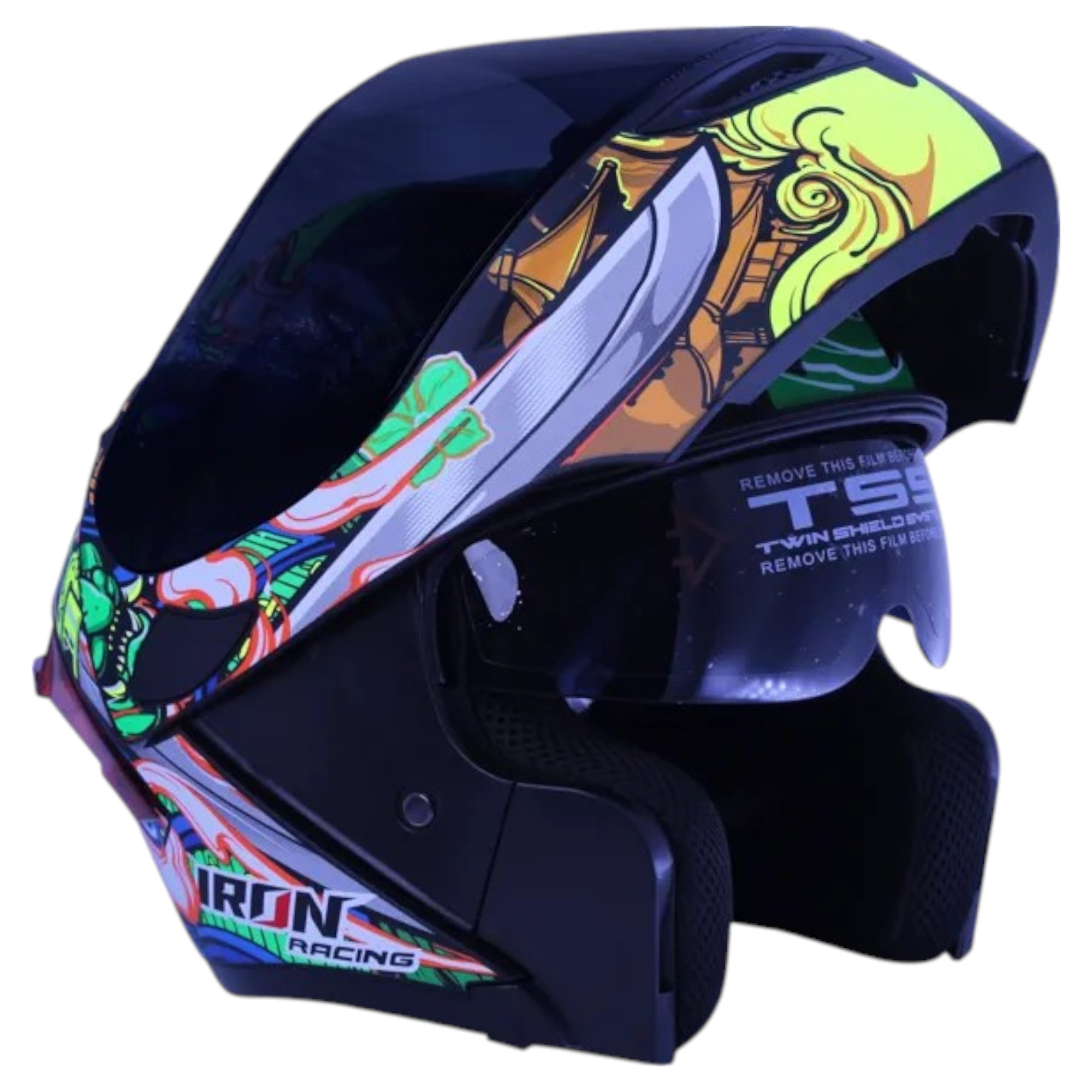 CASCO ABATIBLE IRON RACING HANSO AMARILLO TALLA XL IR-121 DOT