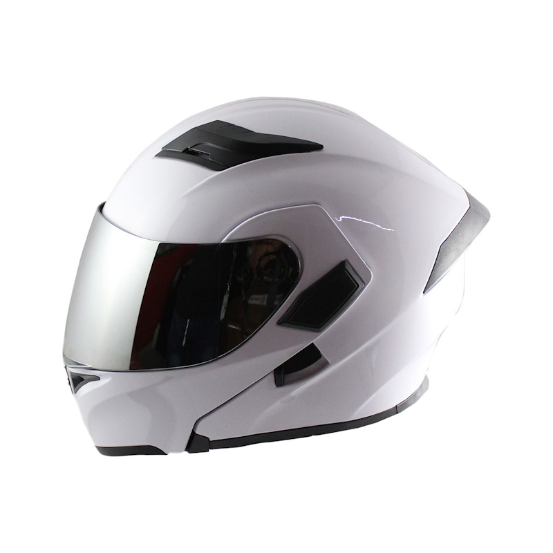 CASCO ABATIBLE HALF YANG BLANCO BRILL. TALLA XL C/LUZ RECARGABLE MICA ESPEJO DOT