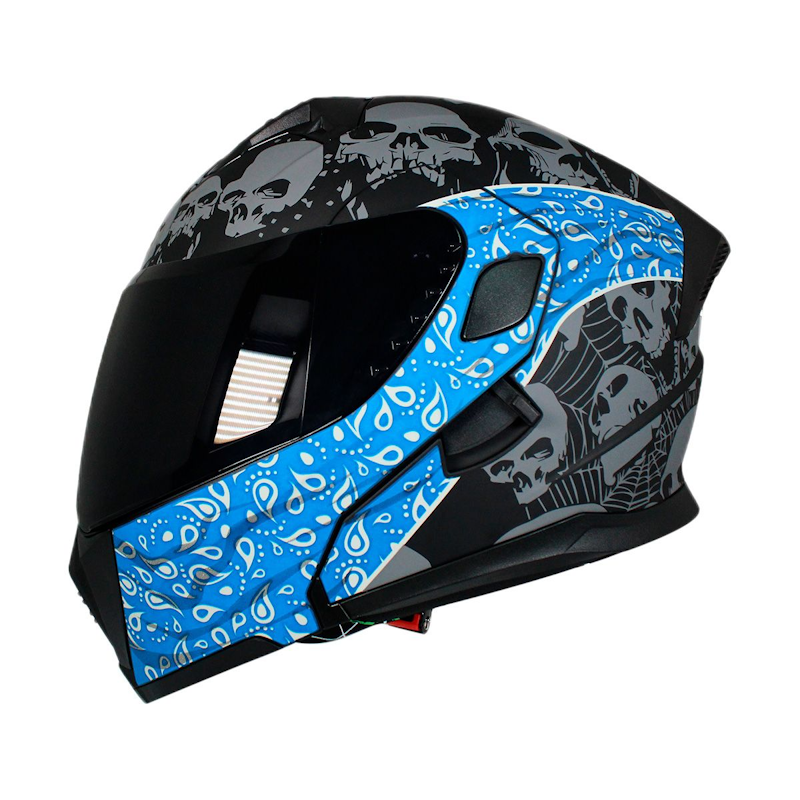 CASCO ABATIBLE HALF BANDIDO AZUL TALLA MED CERT. DOT CON LUZ