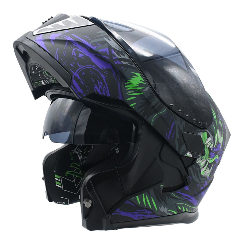 CASCO ABATIBLE HALF FORCE BLACK NEON TALLA L C/LUZ TRASERA CERT. DOT FOTOLUMINISCENTE