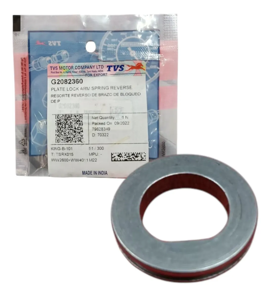 PLATO REVERSA EJE TRANSMISION TVS KING - DELUXE - DURAMAX - CARGO 225