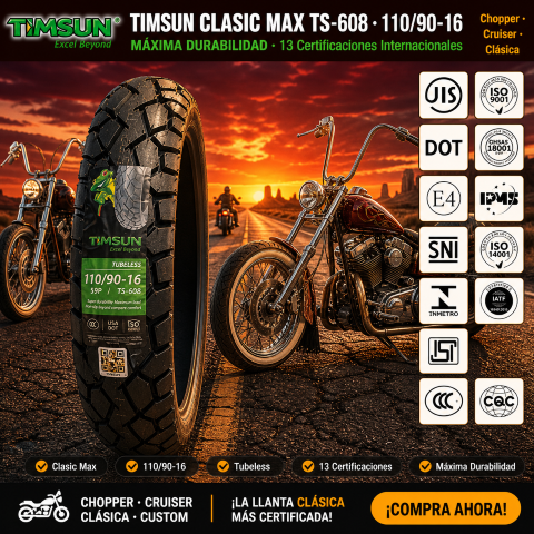 LLANTA 110/90-16 TIMSUN CLASIC MAX TS-608 59P TUBELESS