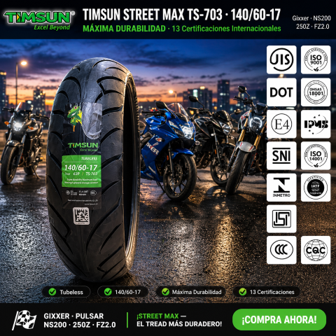LLANTA 140/60-17 TIMSUN STREET MAX TS-703 63P TUBELESS