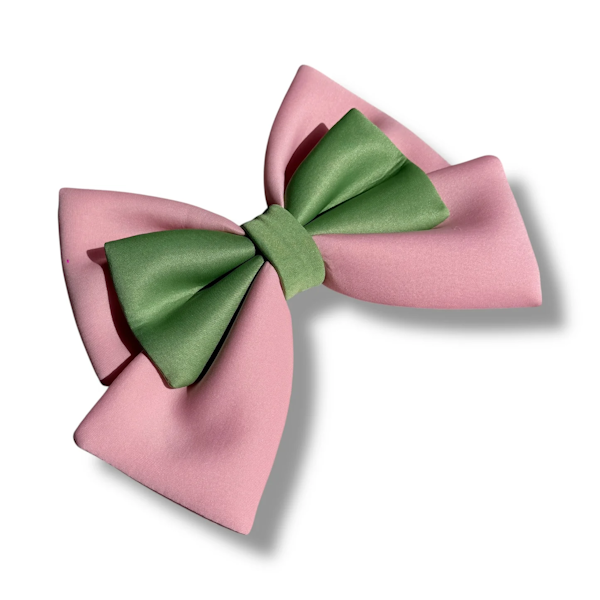 MOÑO ROSA / VERDE DECORATIVO PARA CASCO